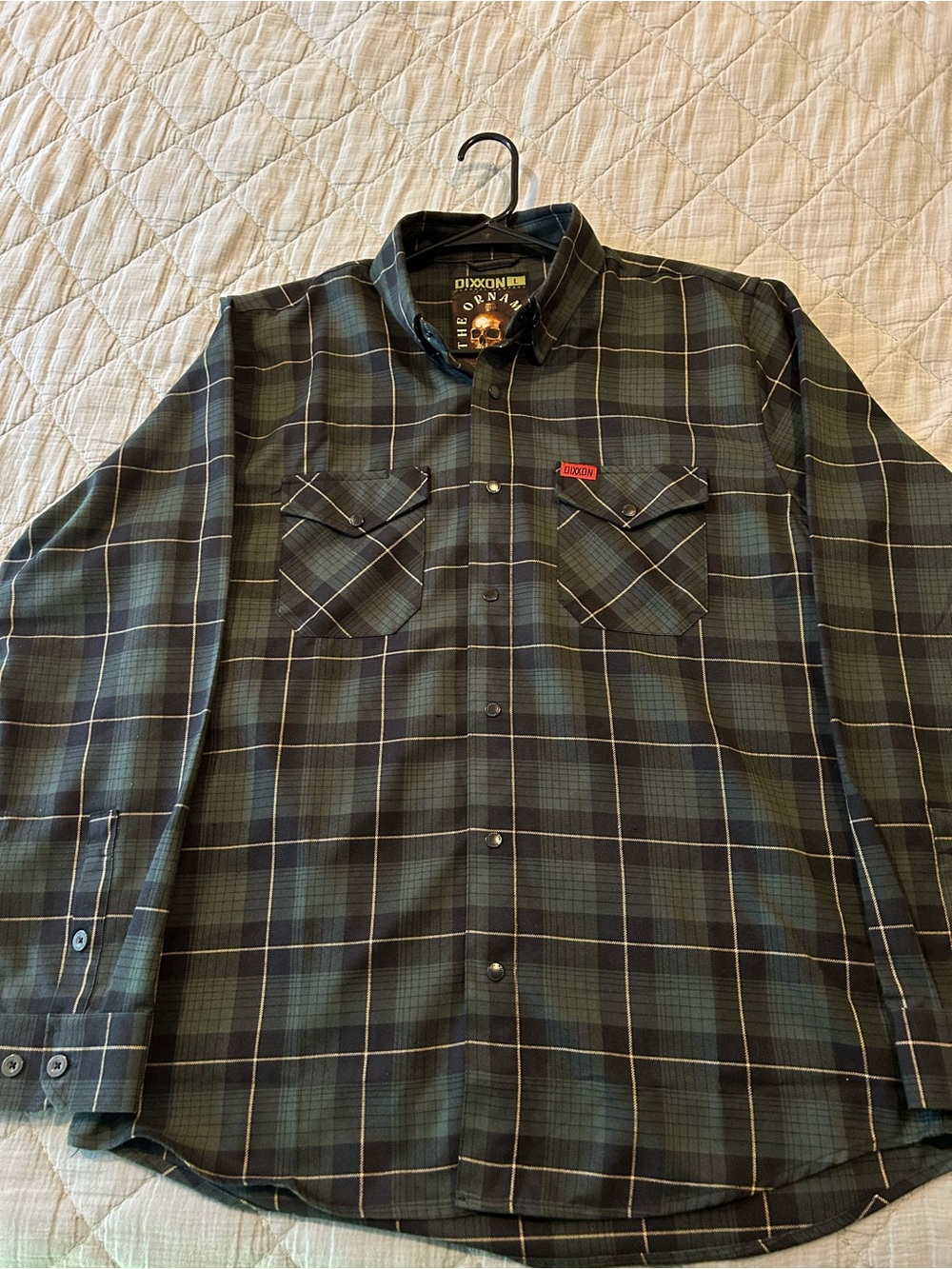 DIXXON the Ornament Green and Black Plaid Men's Button-Down Shirt